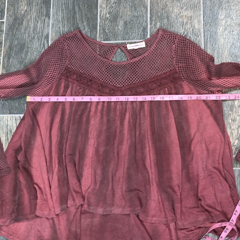 Altar’d State Mesh Top Tye Dye Burgundy Oversized Blouse  - Sold in Live Show - Picture 7 of 10